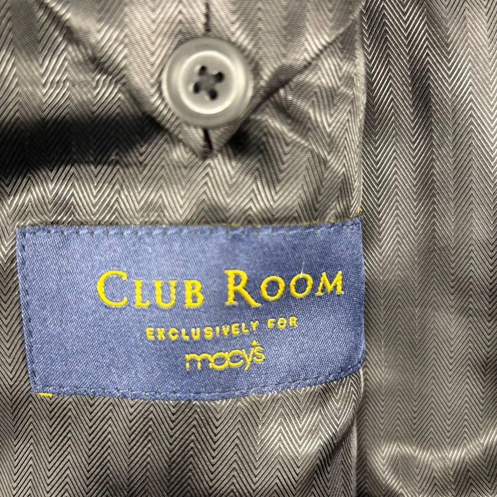 Club Room Blazer Mens 42R Black Wool Silk Cashmere Sport Coat 2-Button Jacket